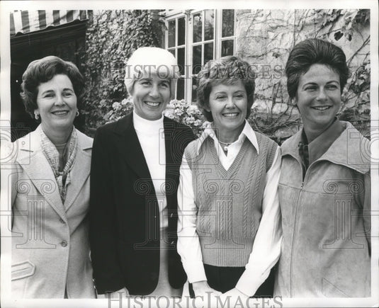 1974, Mrs. Charles Lokey Junior, Mrs. William Edmonds, at Golf Lunch - Historic Images
