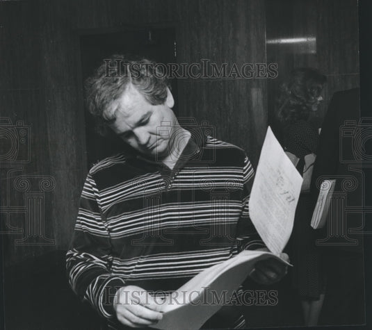 1981 Glenn D. Durham at George's Place Reviewing Paperwork - Historic Images