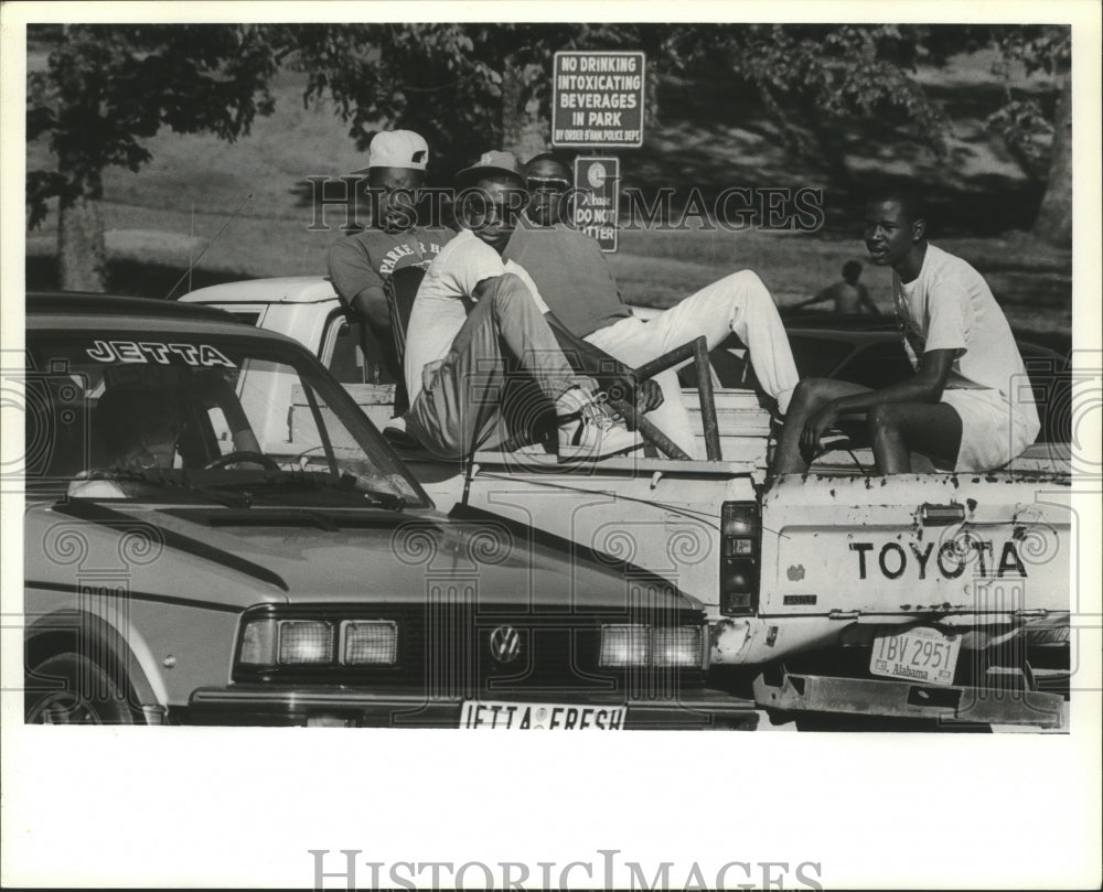 1988, Youths sit in back of truck at George Ward Park - abna28541 - Historic Images