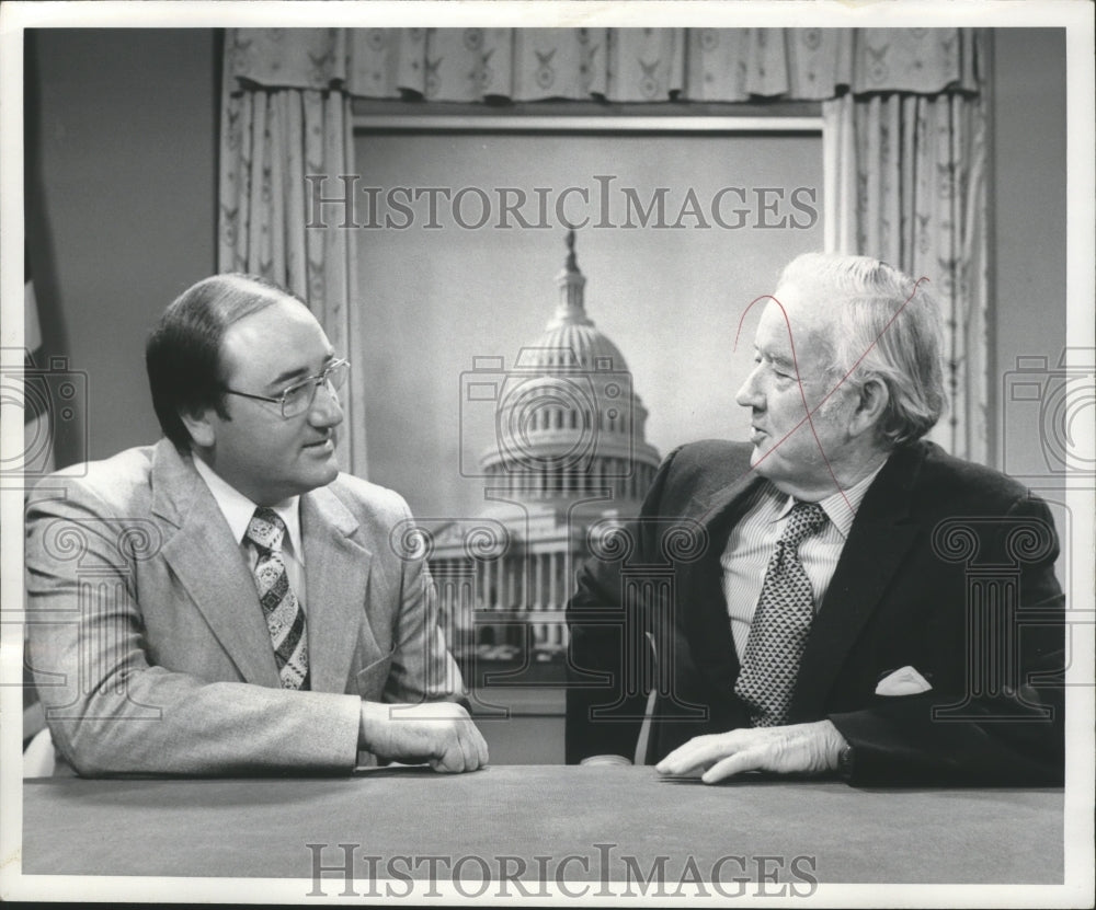 1975, Judge Mark Ezell, Choctaw County with unknown person, Alabama - Historic Images