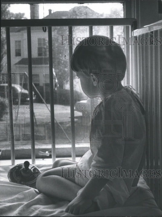 1957, Birmingham, Alabama Children's Hospital Patient looks out - Historic Images