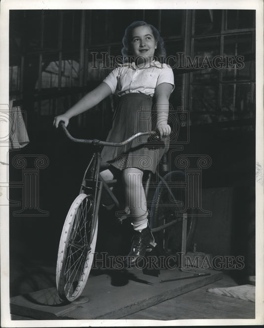 1945, Unknown girl on bike at Crippled Children's Clinic, Alabama - Historic Images