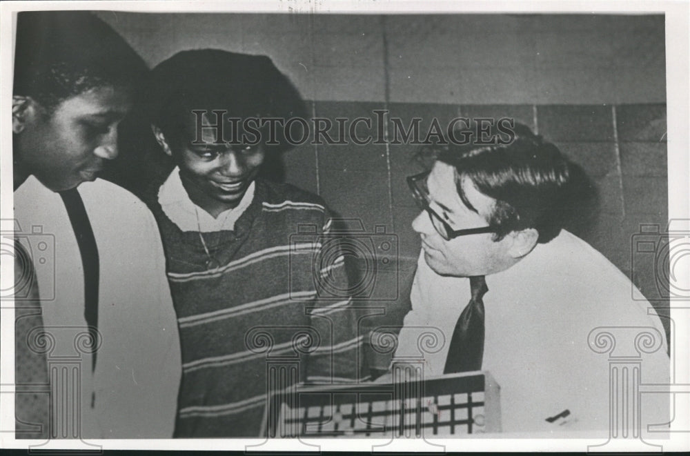 1988, Teacher James Caldwell at Huffman High School with Students - Historic Images