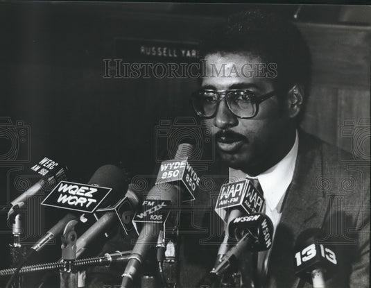 1981 William Bell, City Council Member Talks to Reporters - Historic Images