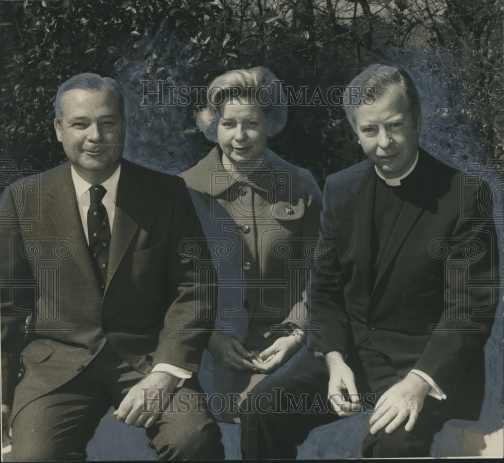 1971, Mr. and Mrs. George F. Wheelock and Reverend Brinkley Morton - Historic Images