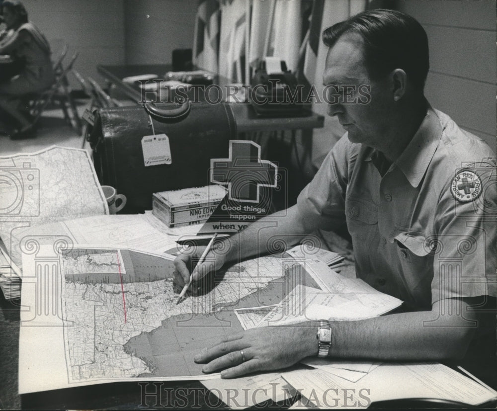 1961, Birmingham Red Cross Manager Roscoe Whatley at desk - abna30032 - Historic Images