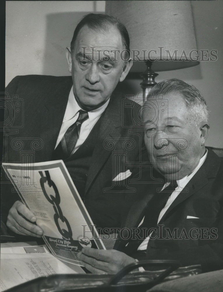 1963 Press Photo Mortgage Bankers John Hall and Dale Thompson with Pamphlet - Historic Images