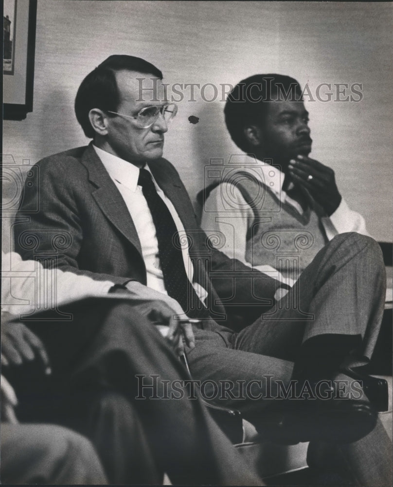 1983, Gordon Graham with Len Adams, city employees, Alabama - Historic Images
