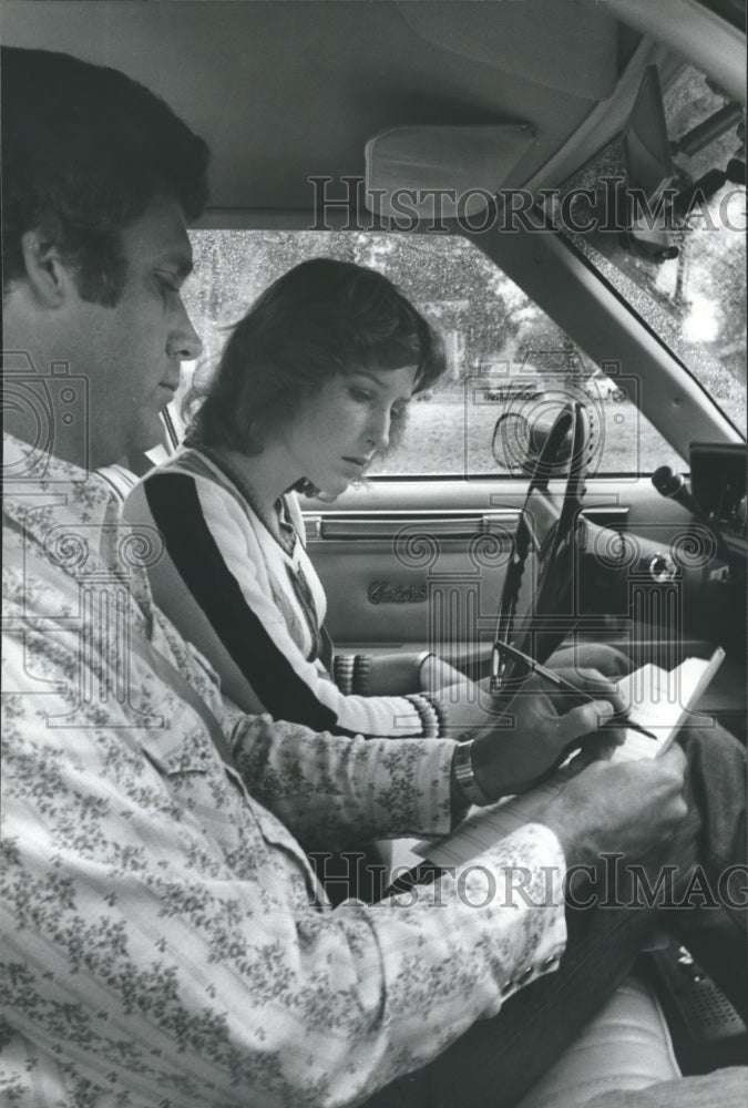 1982 Drive Education Instructor George Hasenbein with Alicia Travis - Historic Images