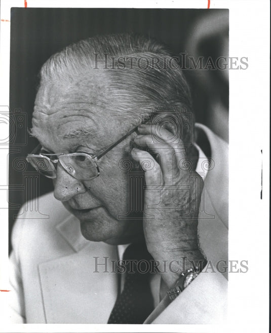 1981, Mountain Brook mayor T. A. "Country" Gaskin listens - abna31041 - Historic Images
