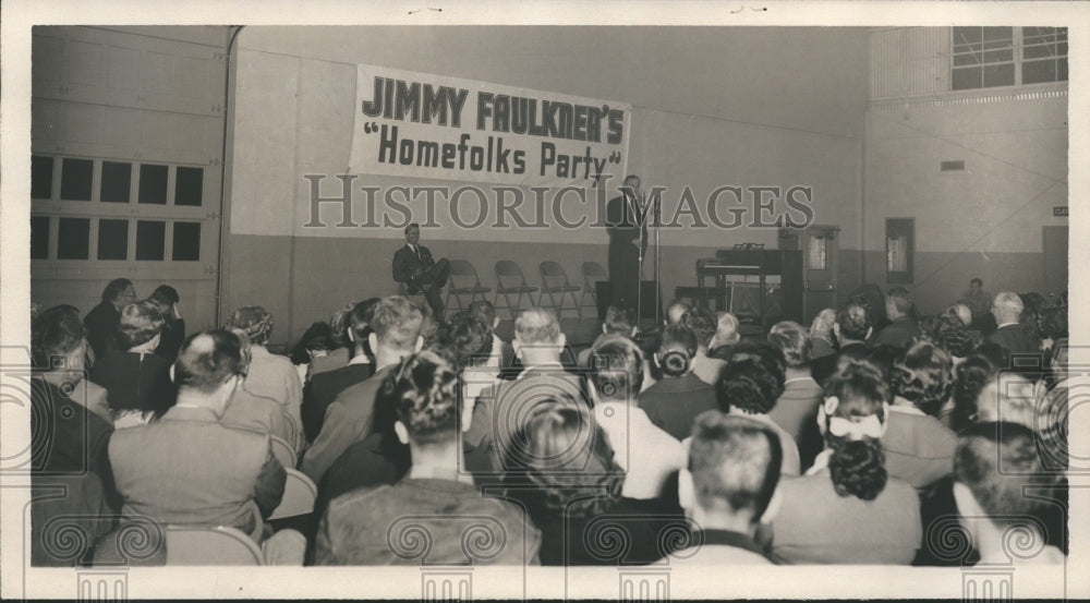 1957 Press Photo Jimmy Faulkner at &quot;Homefolks Party&quot; in Carbon Hill, Alabama - Historic Images