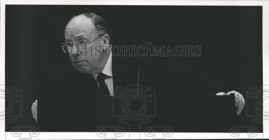 1987 USX's Thomas Graham listens to question at Rotary Club - Historic Images