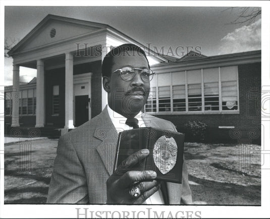 1992, Jasper City Councilman Percy Goode with badge, Alabama - Historic Images