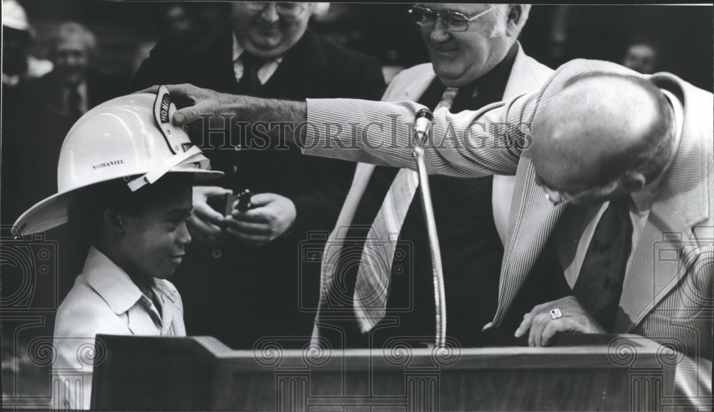 1979, Honorary Fire Chief Nathaniel Goree wtth helmet in Birmingham - Historic Images