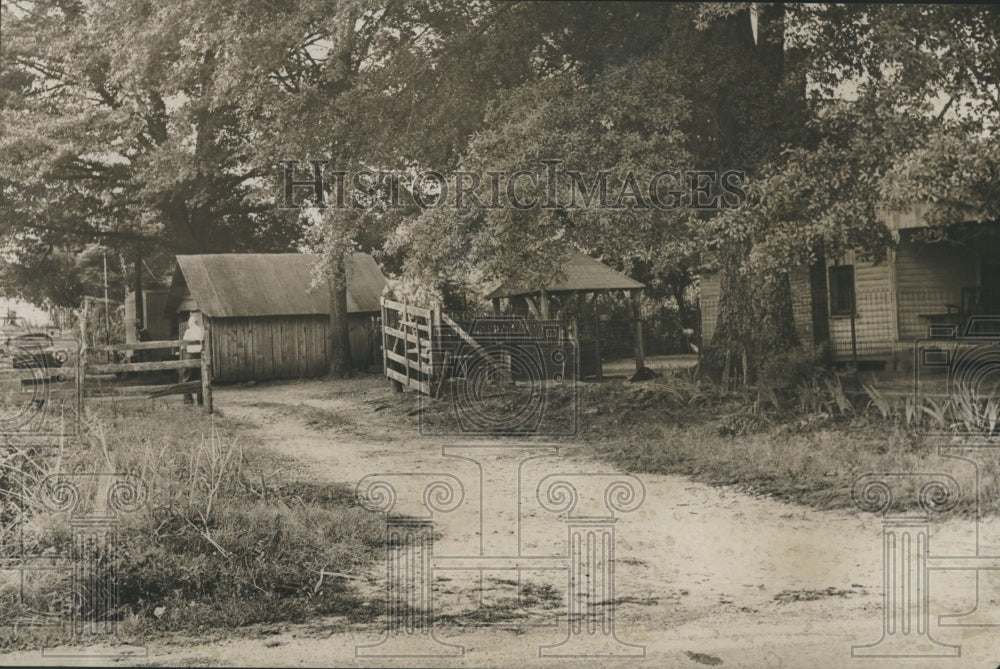 1959 Press Photo Farm house and grounds where confessed murderess lived, Alabama - Historic Images