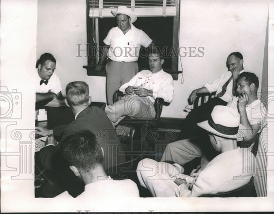 1954, Attorney General Silas Garrett & others at Press Conference - Historic Images
