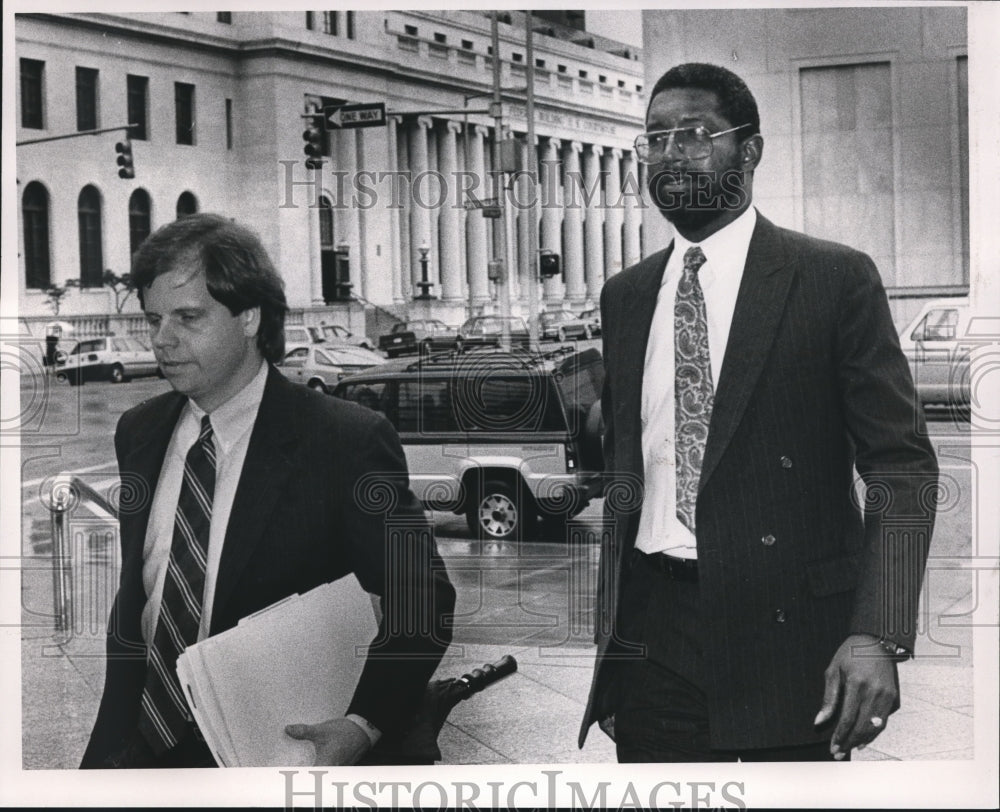 Press Photo Attorney Doug Jones and Henry Johnson outside courthouse ...