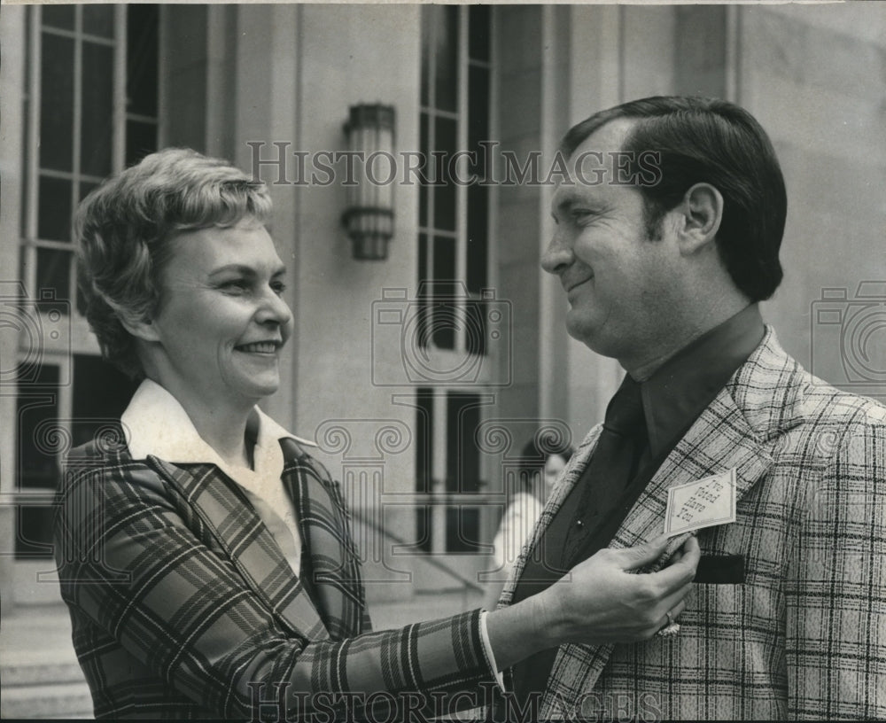 1977 Butch Gordon with Esther Hightower at Council Election Vote - Historic Images