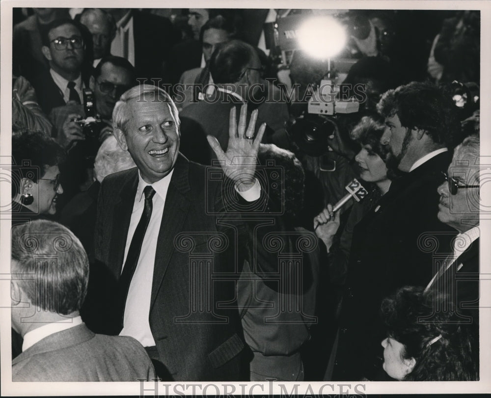 1987, Alabama Governor Guy Hunt at reception at Garrett Coliseum - Historic Images