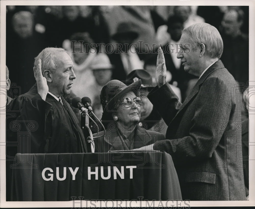 1987 Torbert, Mrs. Guy Hunt, Guy Hunt at swearing in - Historic Images