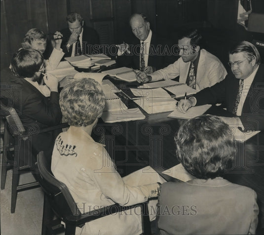1975, Jefferson County budget hearings by County Commissioners - Historic Images