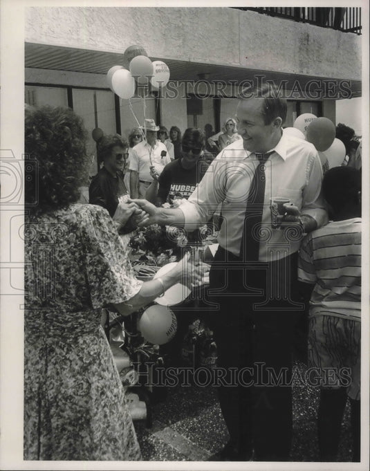 1990, Paul Hubbert campaigns in Wiregrass, Dothan, Alabama - Historic Images
