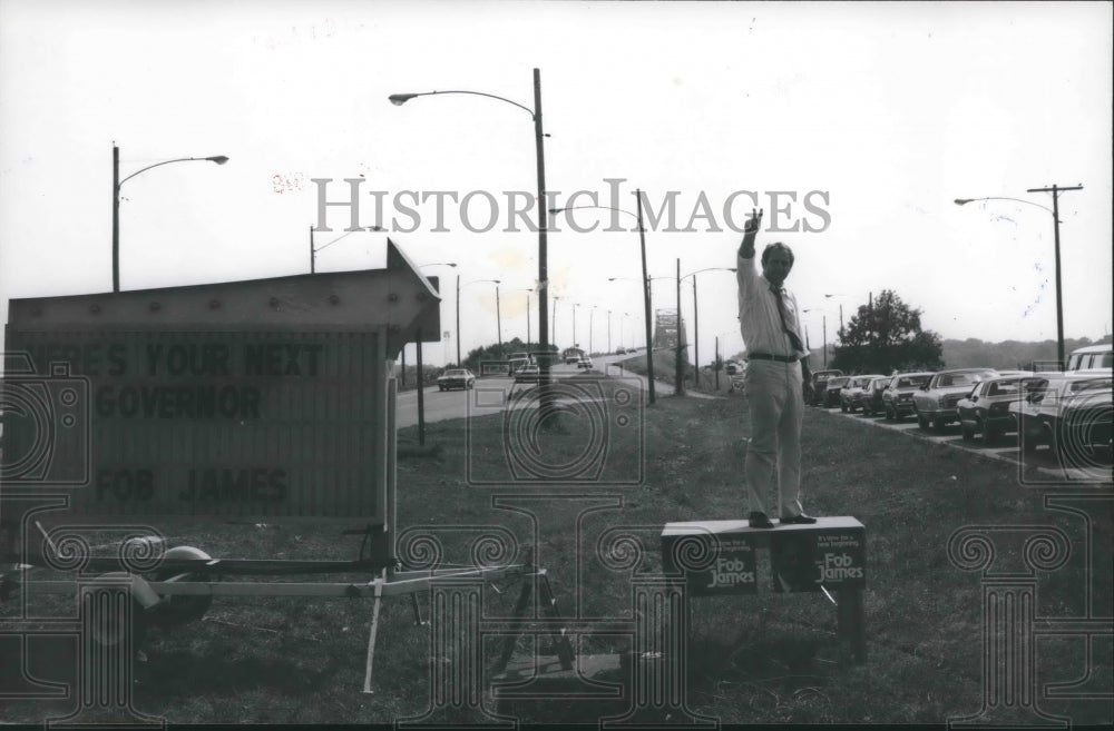 1978, Alabama Governor Fob James at River Bridge - abna34329 - Historic Images