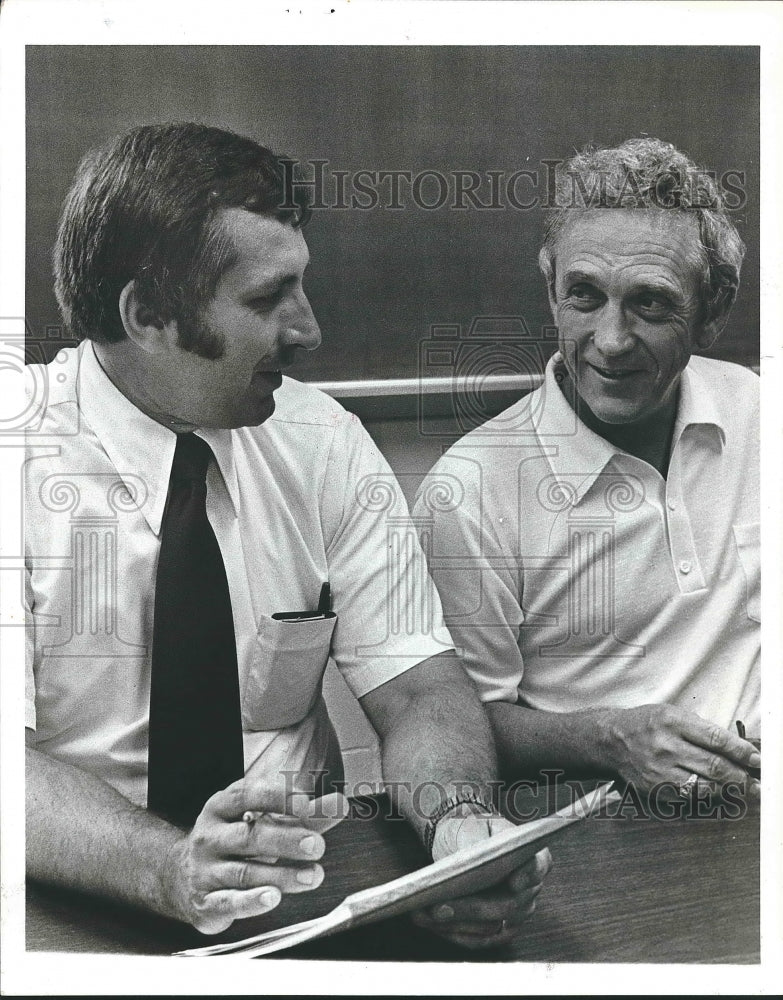 1979, Charles Knowles, Shelby County Superintendent, and Evan Major - Historic Images