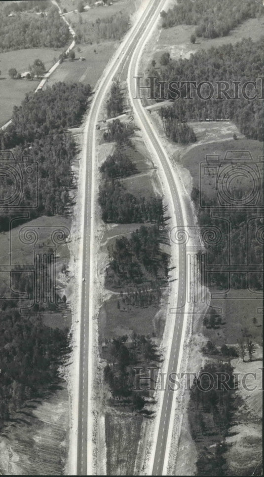 1961, Monotony breaking highway on Interstate Route 65, Aerial View - Historic Images