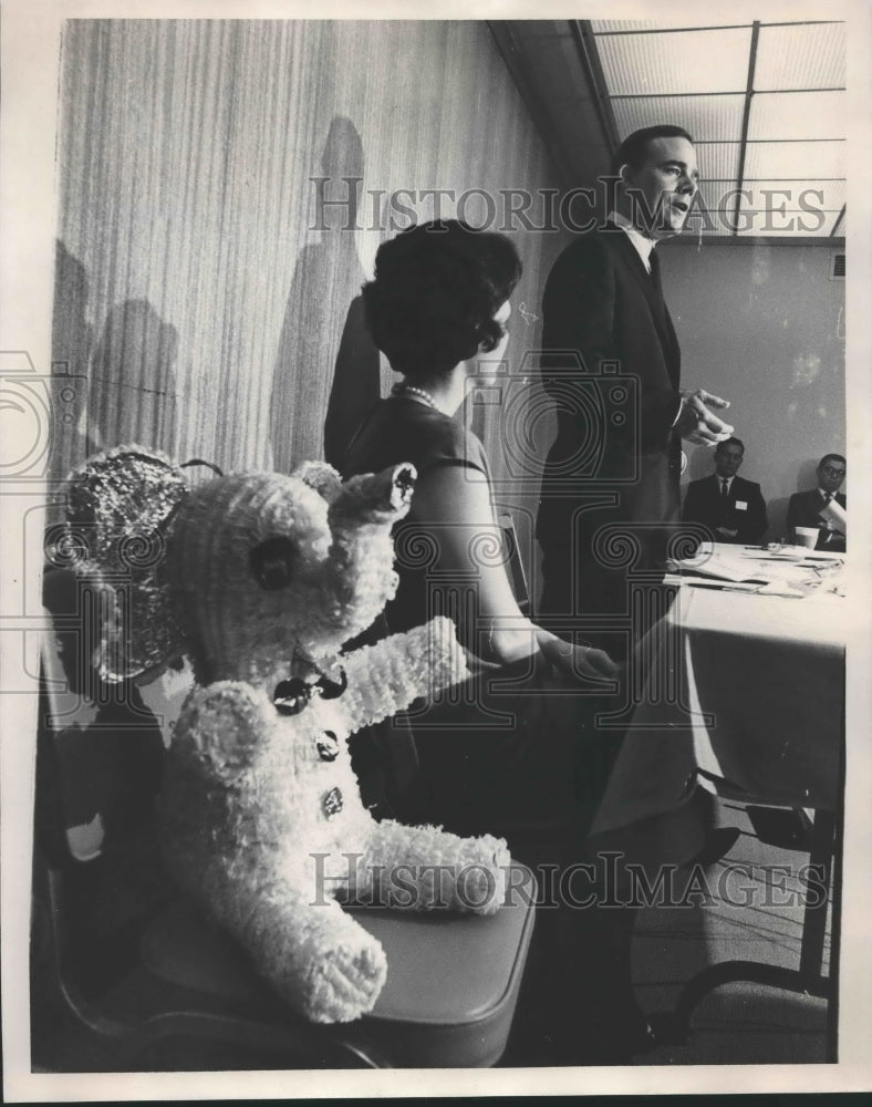 1966, Politician John Grenier speaks at meeting. - abna35198 - Historic Images