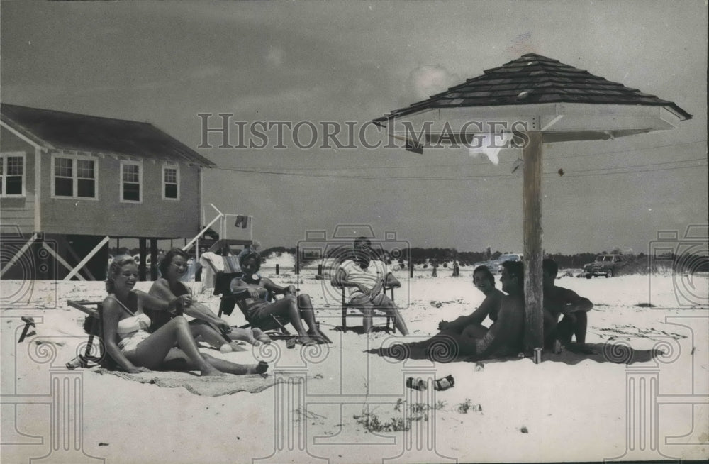 1950, People on the Beach in Gulf Shores, Alabama - abna35394 - Historic Images