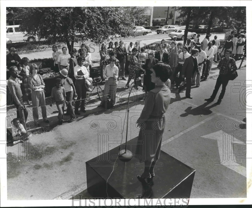 1981, Gayle Hart candidate for Birmingham City Council in downtown - Historic Images