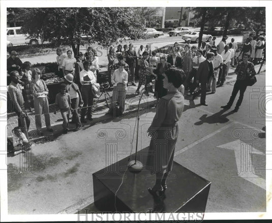 1981, Gayle Hart candidate for Birmingham City Council in downtown - Historic Images