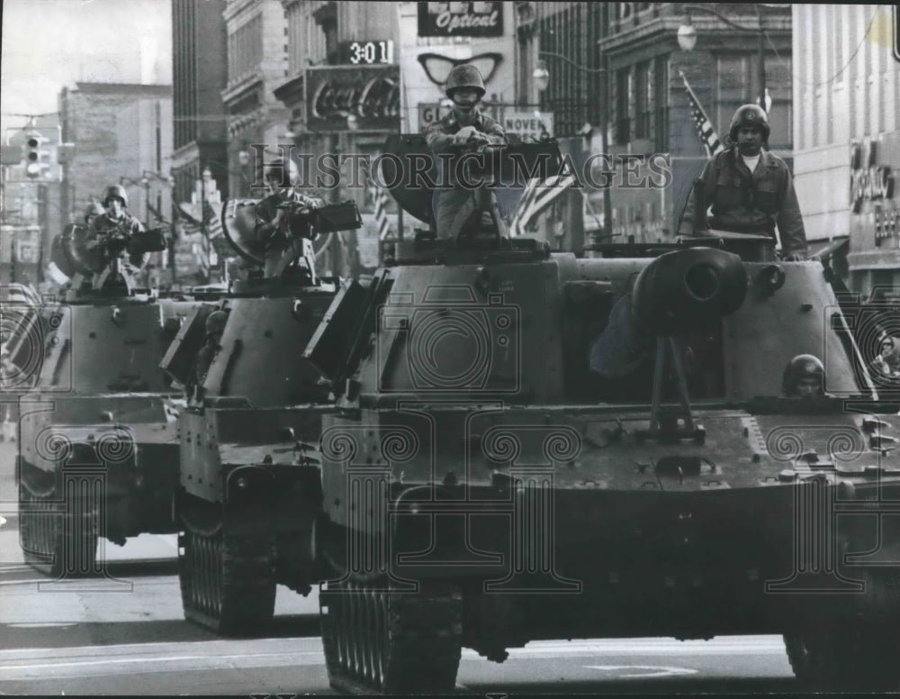 1967, Marine artillery tanks in Veterans Day Parade - abna35694 - Historic Images