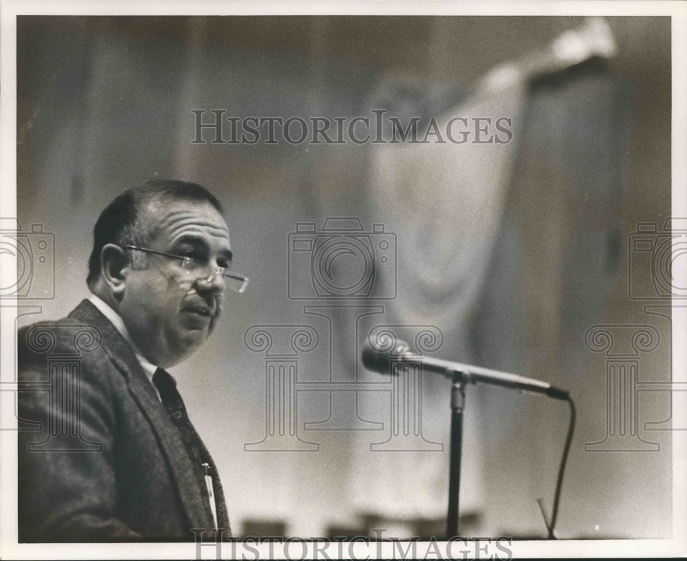 1991, Mr. Keith representing school board at Hoover council meeting - Historic Images