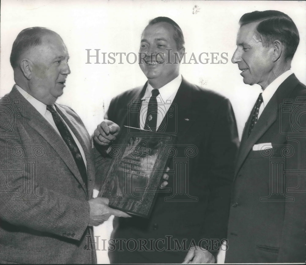 1957 James E. Downey Jr., with others receives award, Birmingham - Historic Images