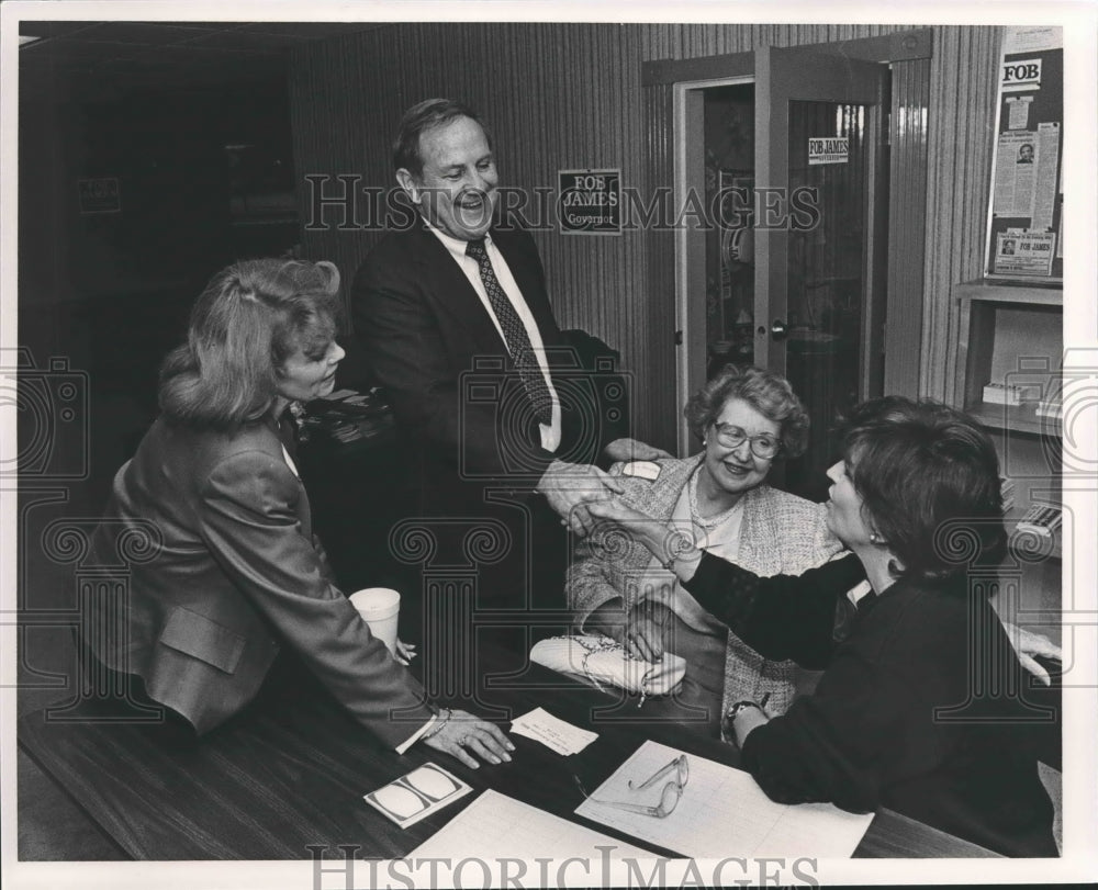 1990, Former Governor of Alabama Fob James greets well wishers - Historic Images