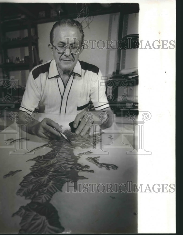 1982, Kurt Lang notes detail on Relief Map, Cartographer - abna36008 ...