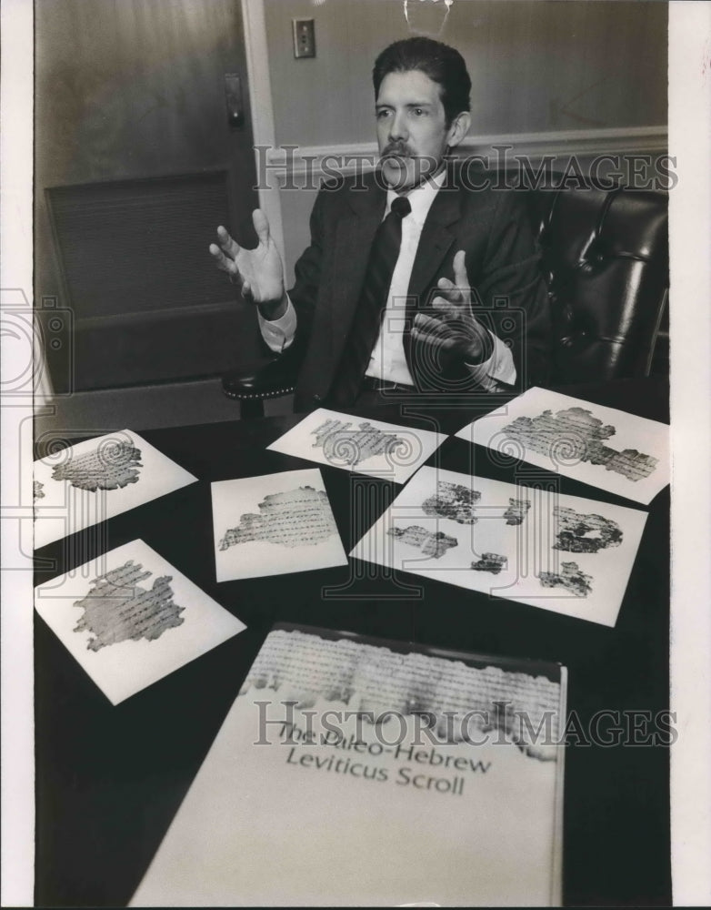 1989, Samford Professor Kenneth Mathews shows Dead Sea Scroll Copies - Historic Images