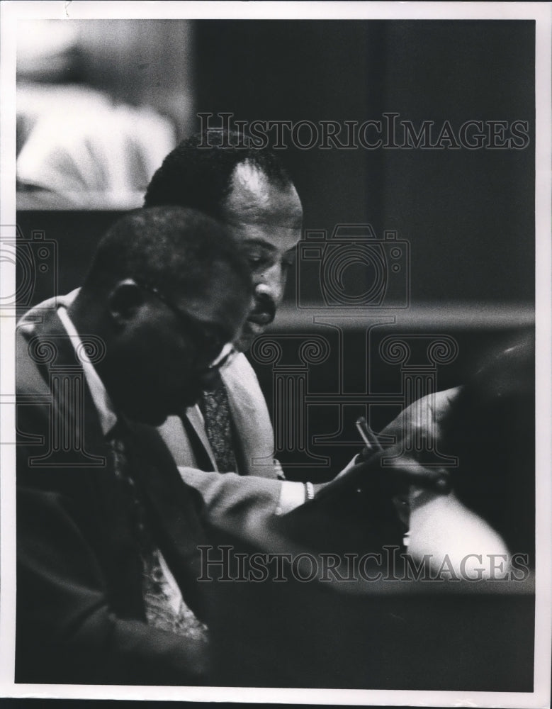 1991, Sergeant Mike Lee in Courtroom in background - abna36104 - Historic Images