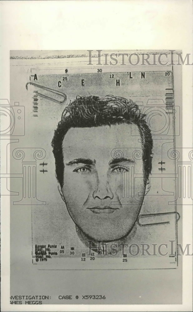 1989, police sketch of James Woodrow Meggs involved in murder case - Historic Images