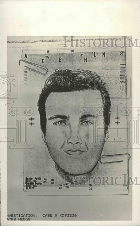 1989, police sketch of James Woodrow Meggs involved in murder case - Historic Images