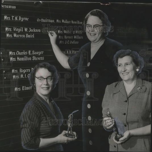 1953, Leaders of Women's Division at Northwest with Chesterita Awards - Historic Images
