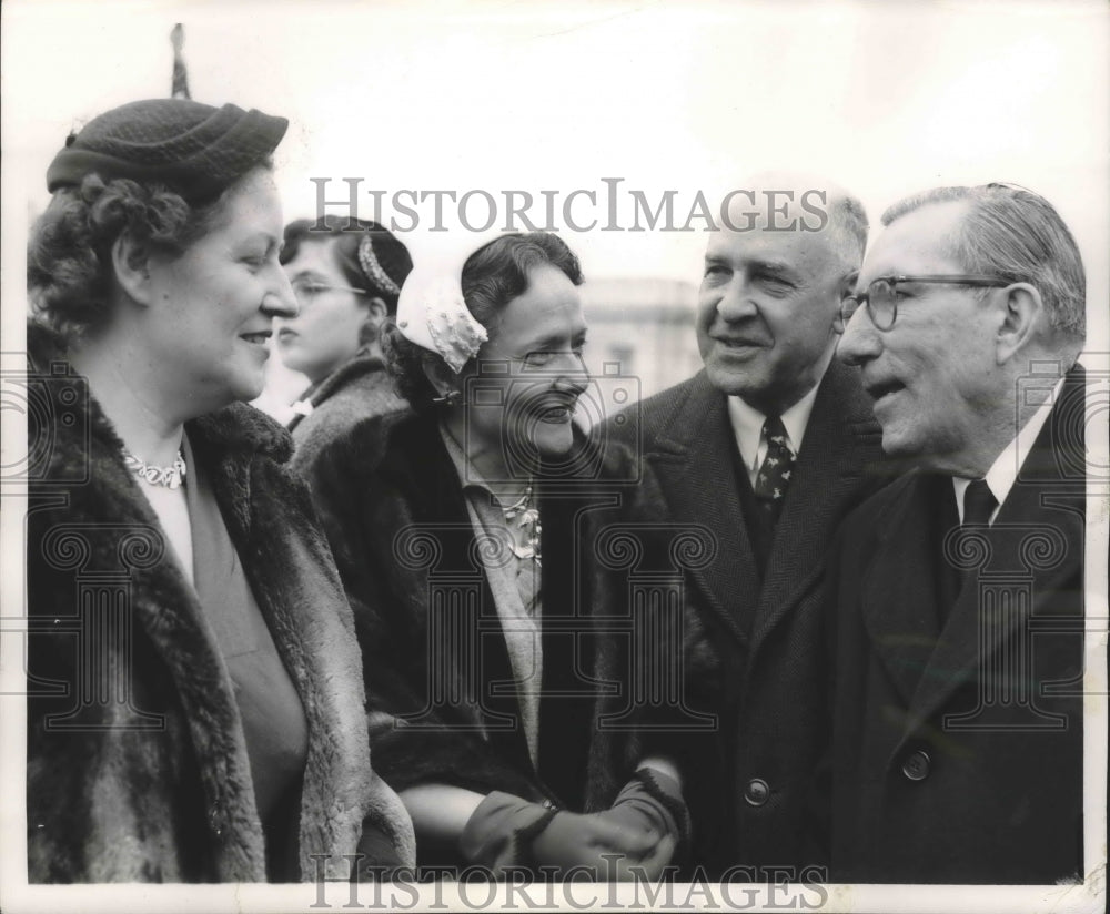 1955, U. S. Senator Lister Hill and Mrs. Hill greet Former Senator - Historic Images