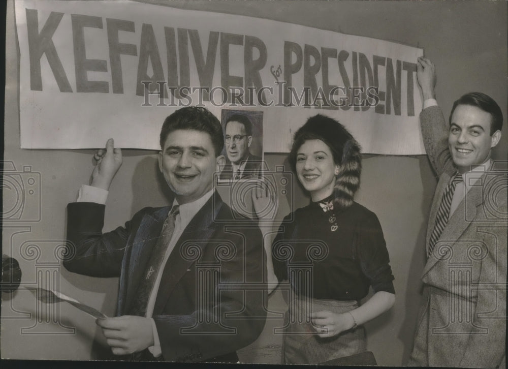 1952, lawyers J.O. Lorant, R. Large, Kefauver for President, Mrs Gold - Historic Images