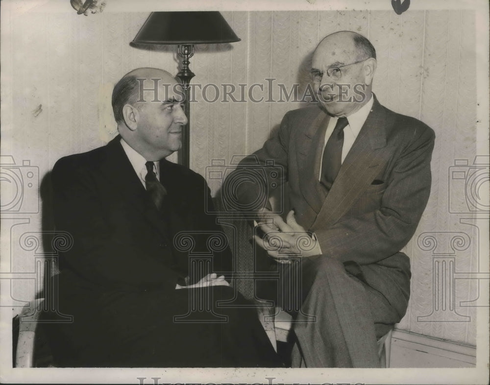 1948, Dr. George Pack, cancer surgeon, chats with Dr. Seale Harris - Historic Images