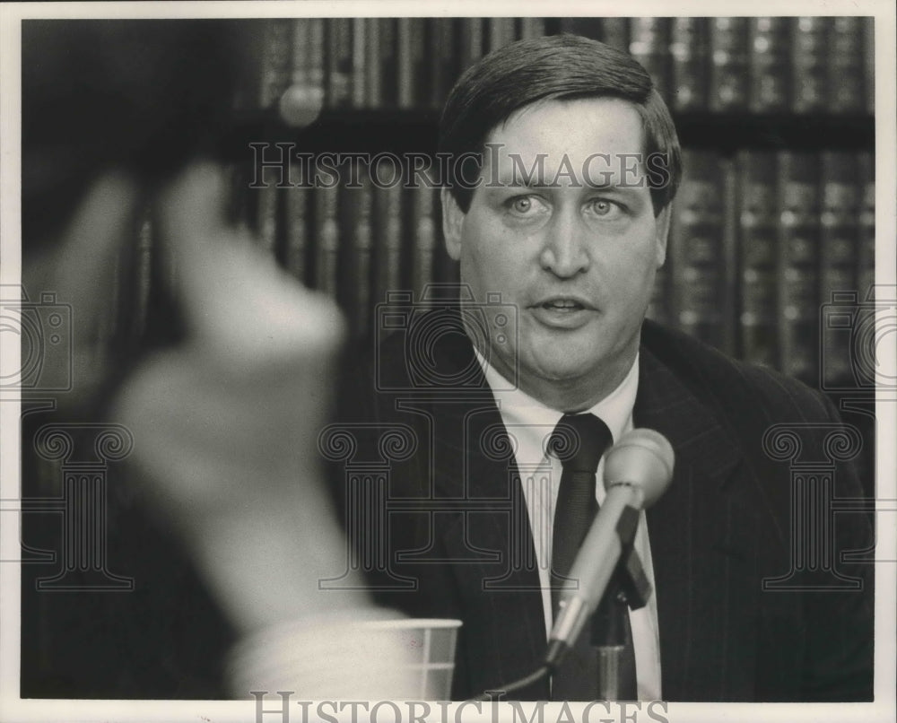 1991, Tim McAbee at Press Conference - abna37276 - Historic Images