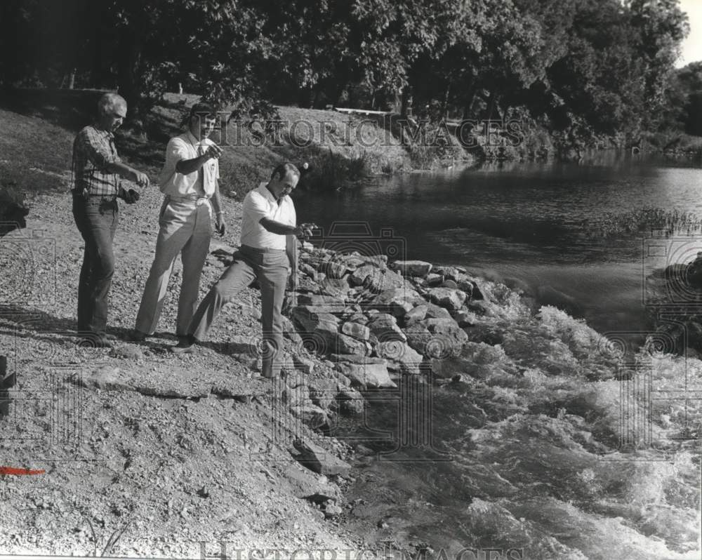 1979, Dee Powell &amp; ex-Aggie teammates at swimming hole - abna37446 - Historic Images