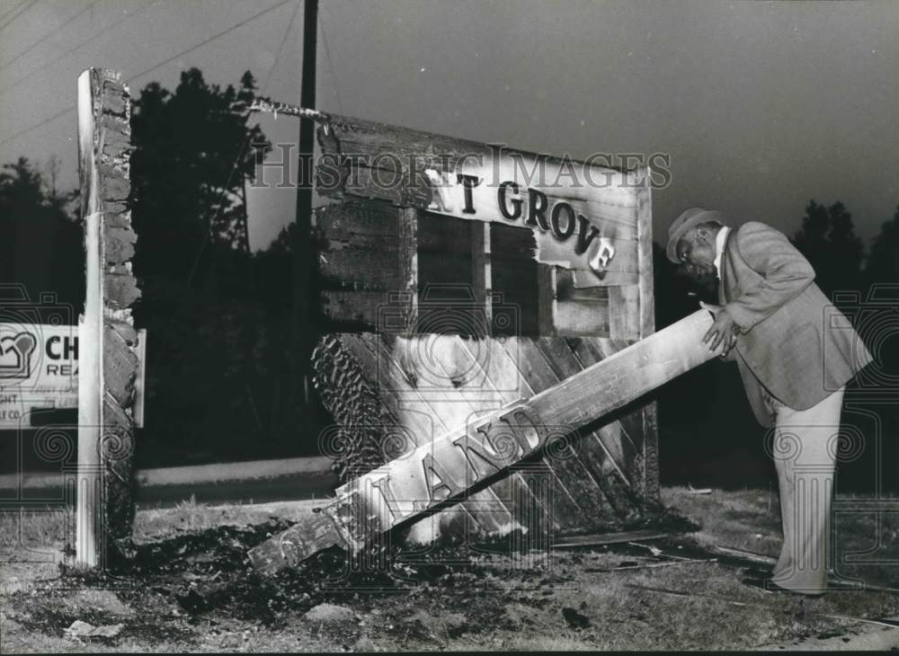 1979, Defaced Sign in Pleasant Grove, Alabama - abna37515 - Historic Images