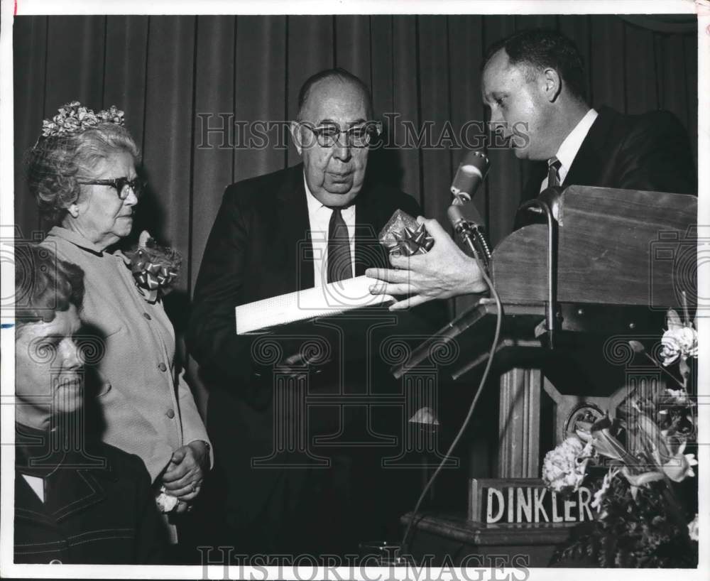 1969 Press Photo AEA Secretary C.P. Nelson Receives Award at Ceremony - Historic Images